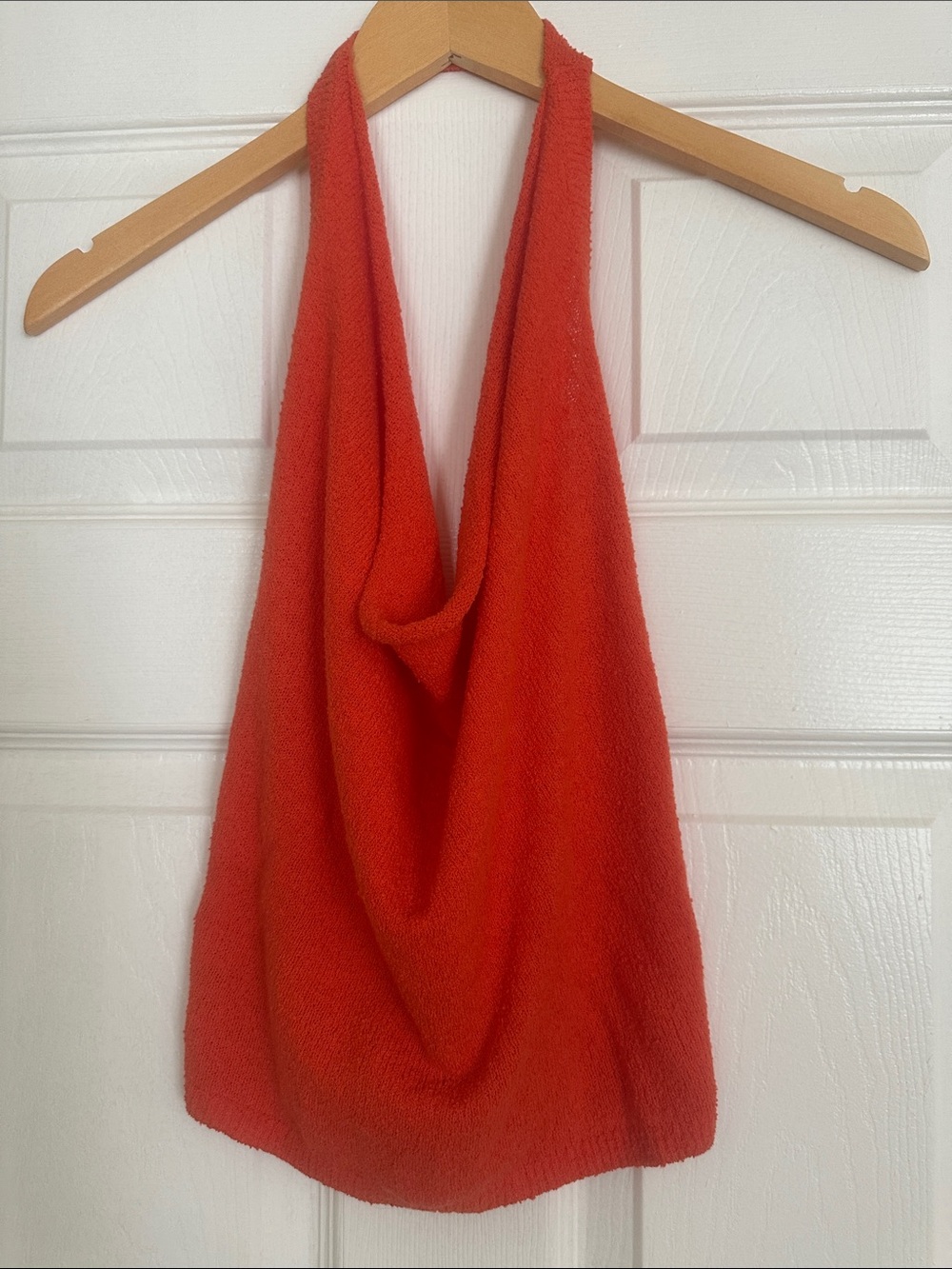 FP Beach Bright Coral Orange Halter Knit Top XSmall